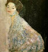 Gustav Klimt portratt  av kvinna i vitt oil painting artist